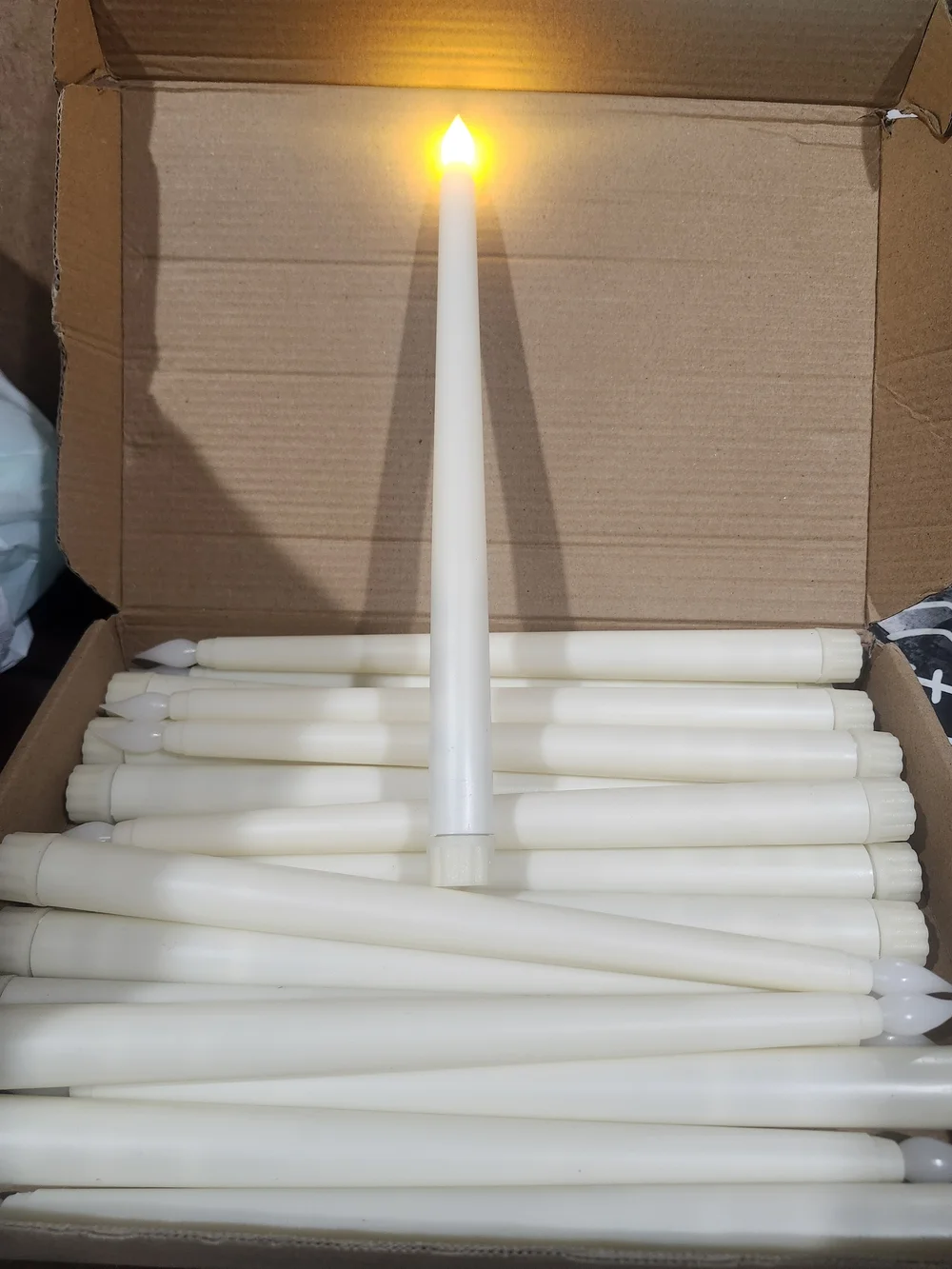 LED Taper Candles - Ivory Flickering Flame (Set of 20)